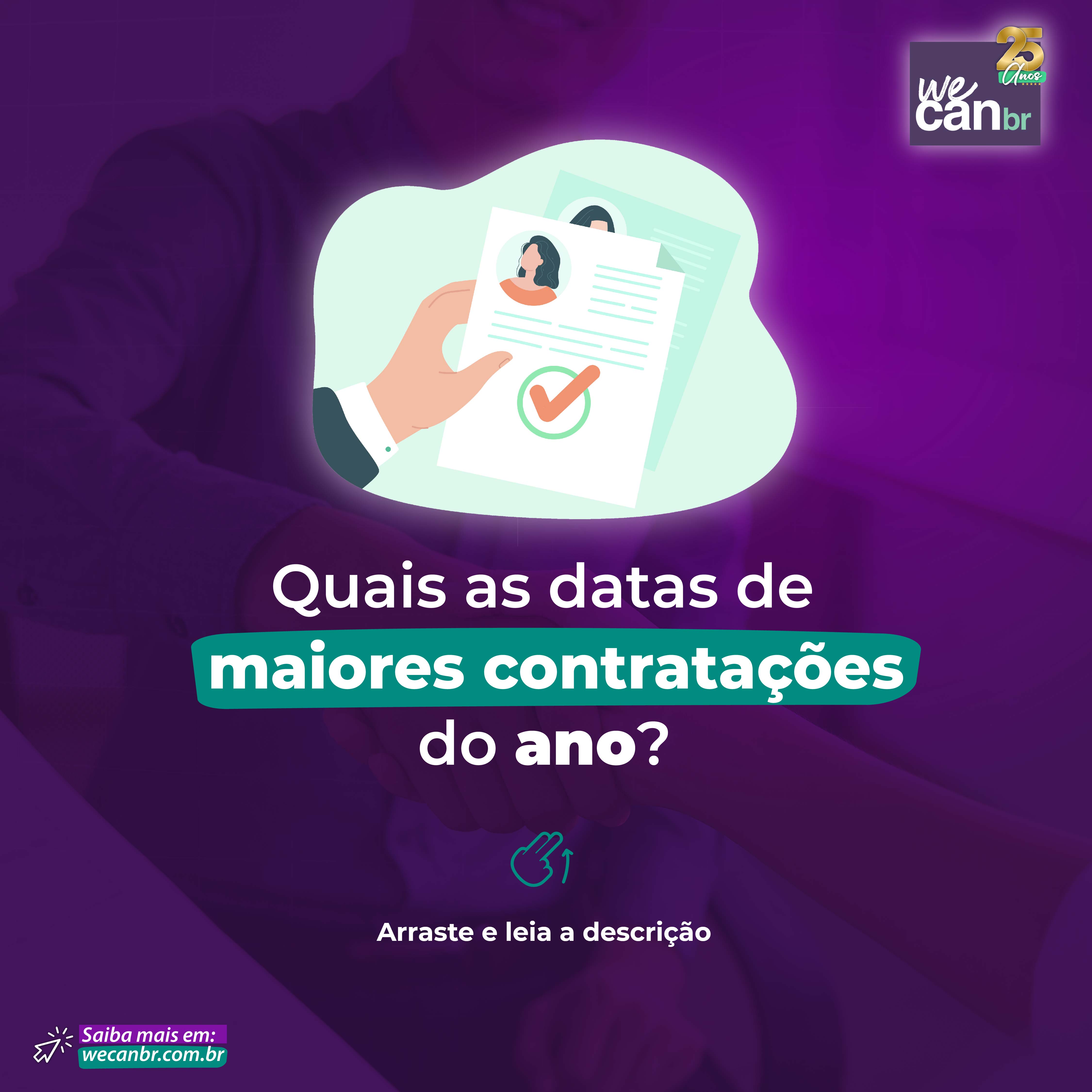  Quais as datas de maiores contratações no ano?