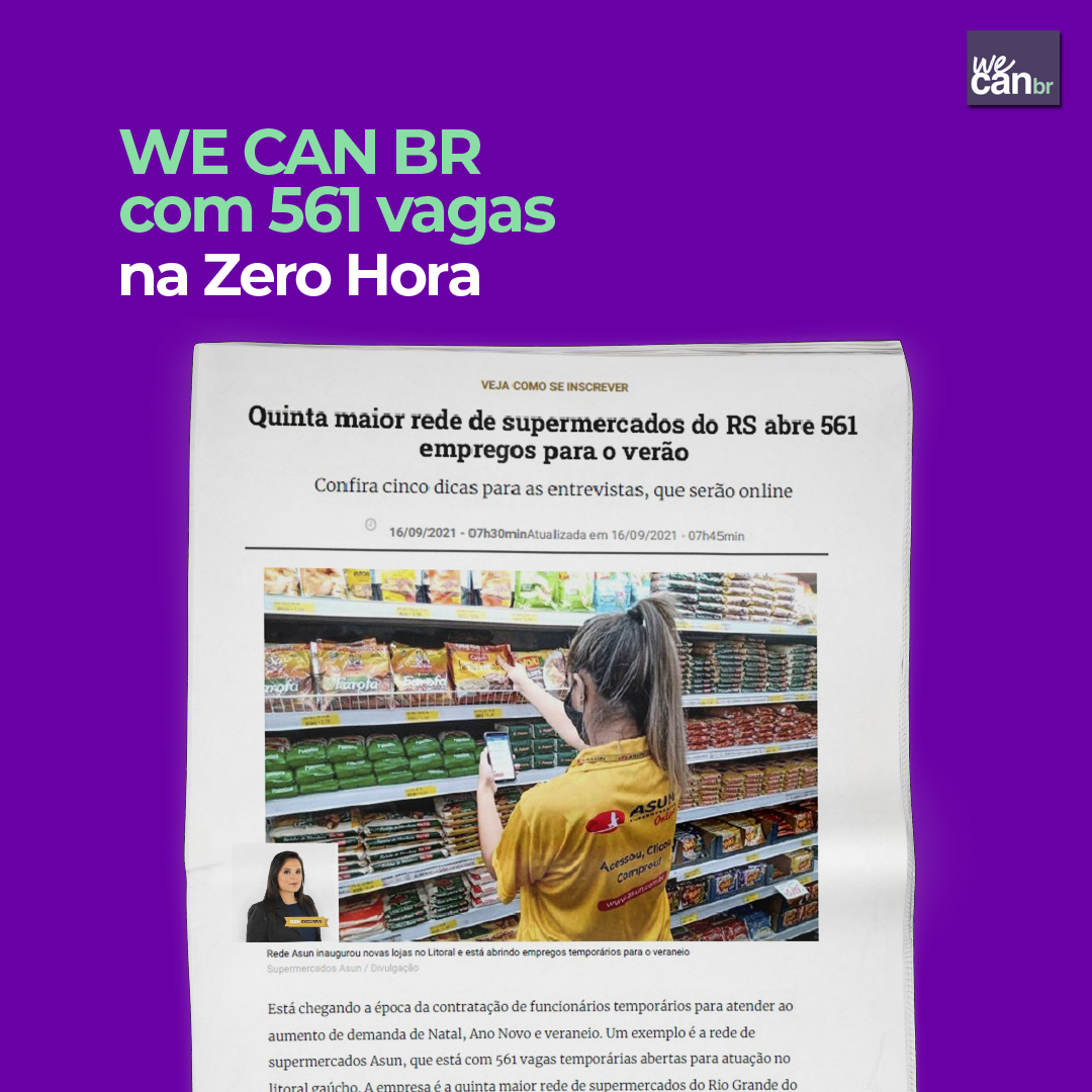 We Can Br na Zero hora com 561 Vagas para litoral