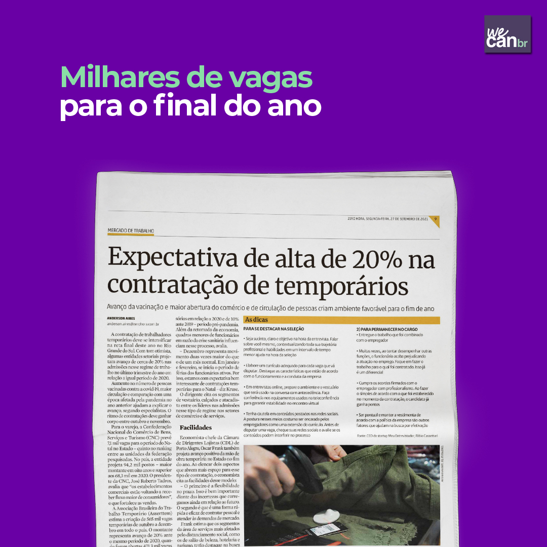 Milhares de vagas para o final do ano